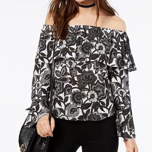 I.N.C. Off-The-Shoulder Ruffled Floral Blouse